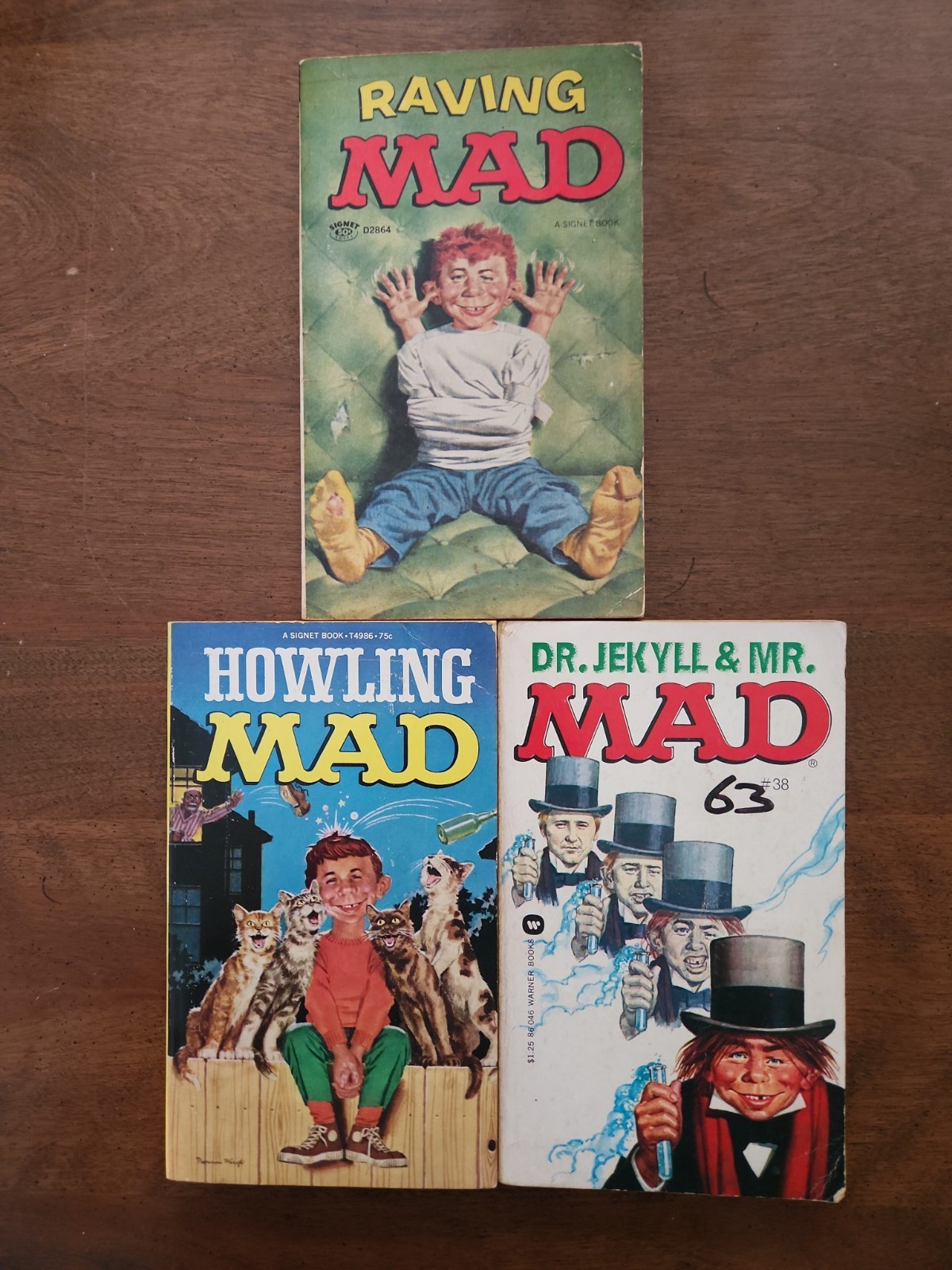 Lot of 3 MAD Paperbacks Dr. Jekyll & Mr. Mad, Howling Mad, Raving Mad VTG Humor