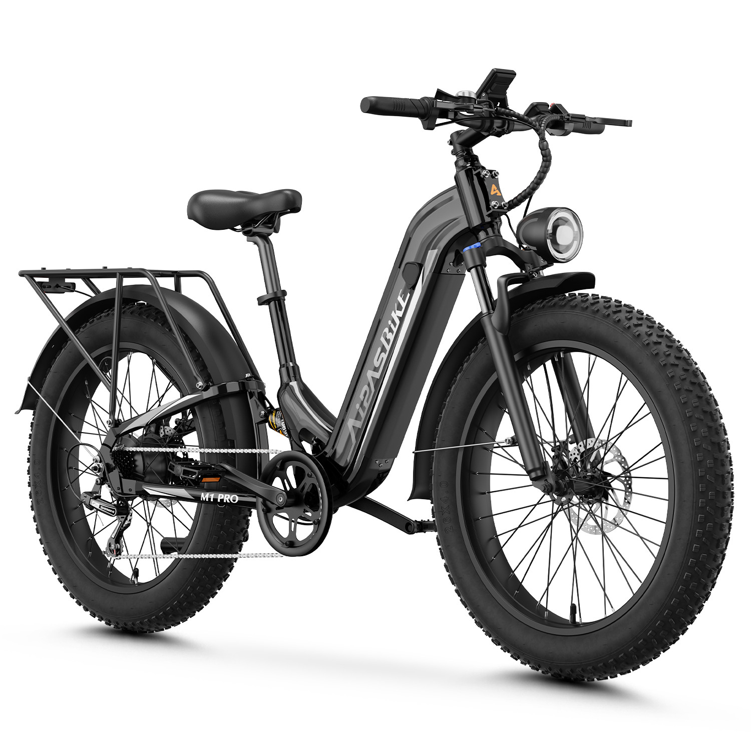 Aipas M1Pro 26\'\' Off-road E-bike 1800W Peak 36MPH Fat Tire Adults Bike 48V 17.5A
