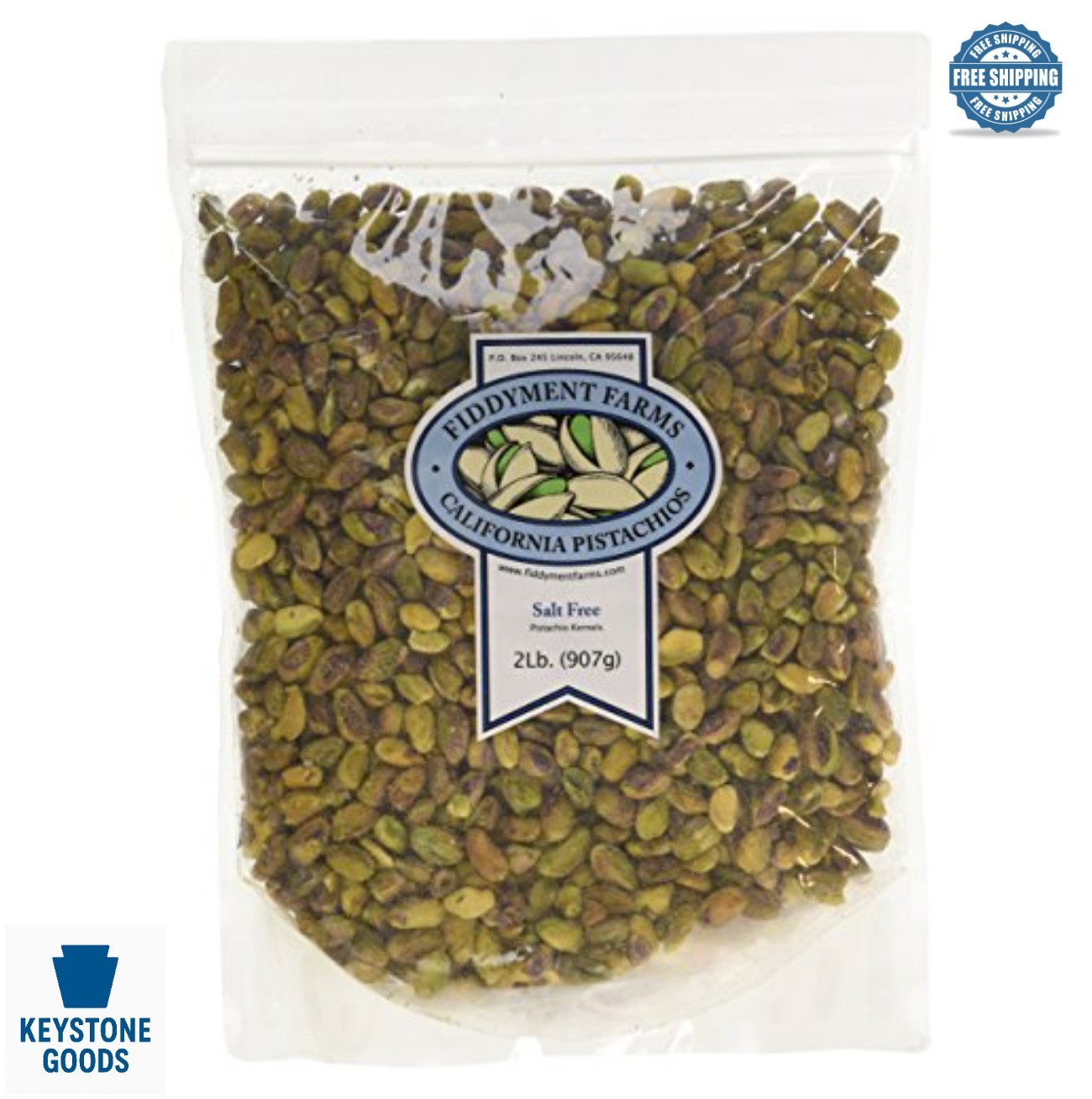 Unsalted Pistachio Kernels 2 lb Resealable Bag Gluten Free Non-GMO California
