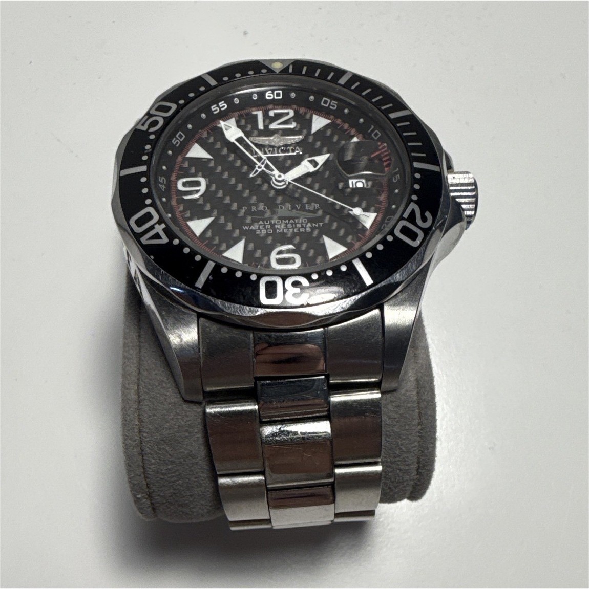 Invicta Pro Diver Men\'s Automatic 200m Black Dial/Bezel SS Bracelet Date