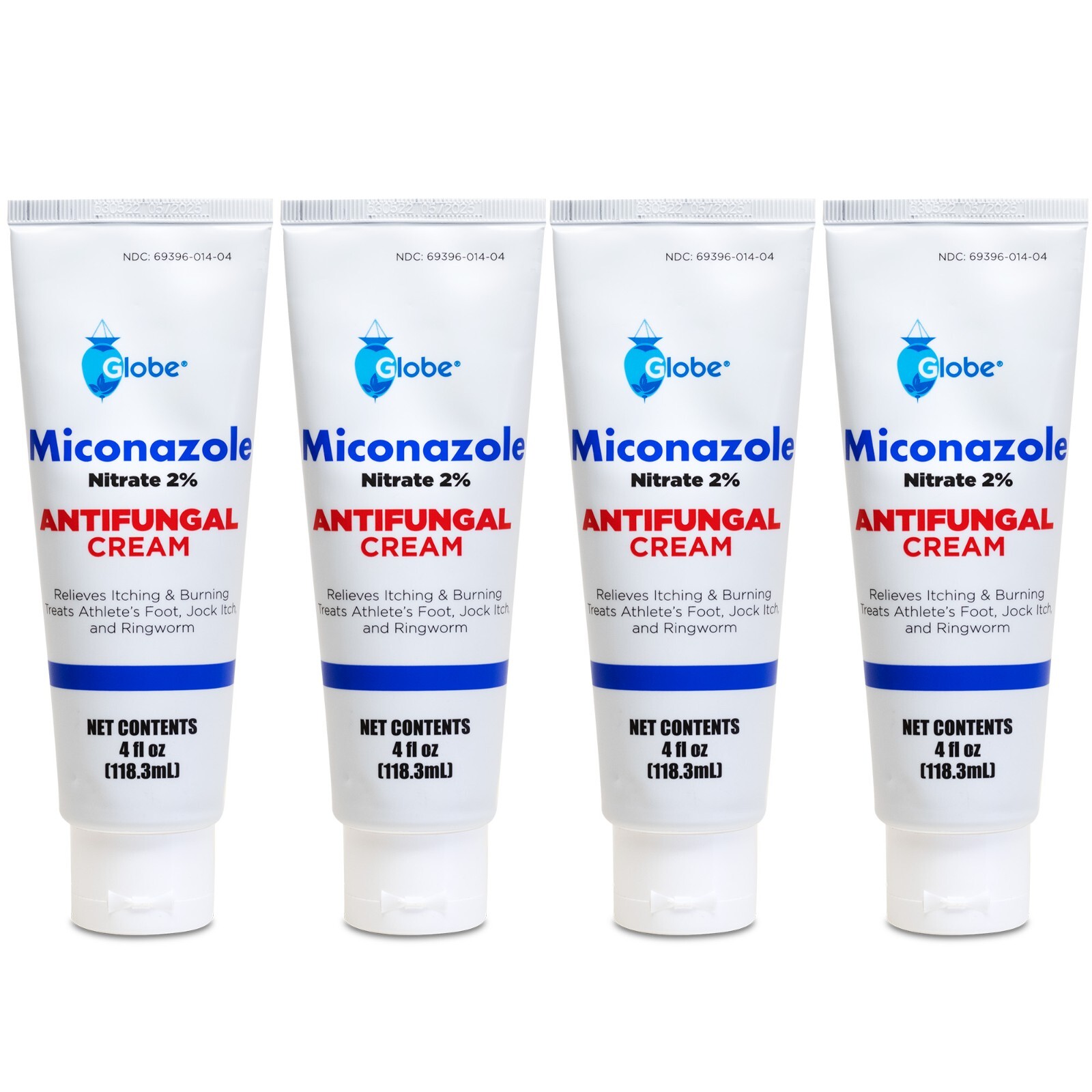 Globe Antifungal Cream  Miconazole 2%  4 oz. Tube  ( 4 - Pack) (16 oz Total)