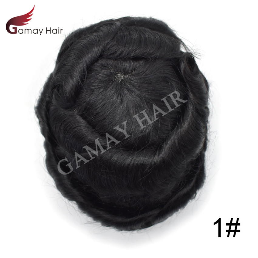0.06mm Thin Skin Mens Toupee Hairpiece Invisible Poly PU Hair Replacements Wigs