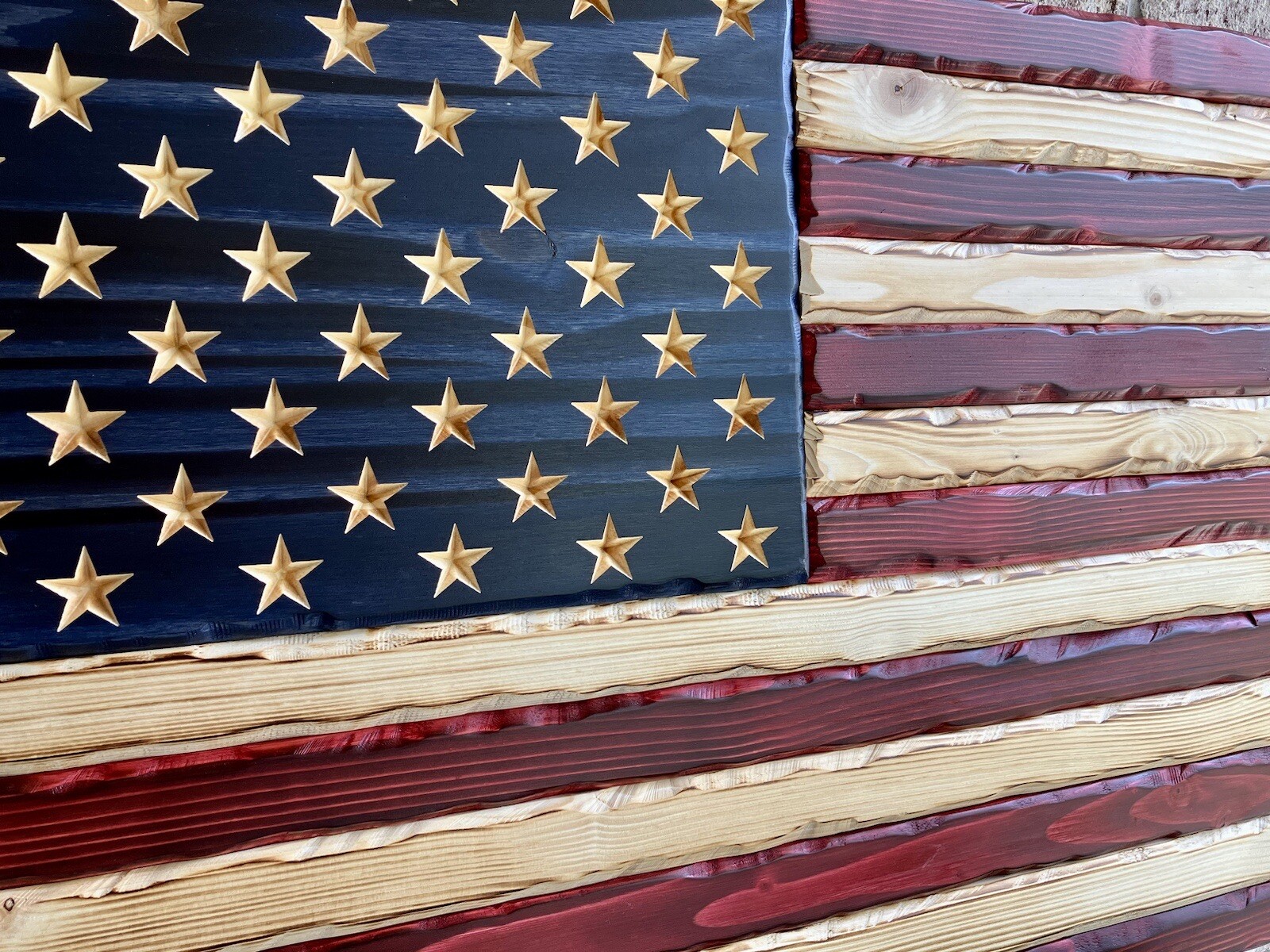 Handmade Wooden Distressed American Flag by Eagle Wood Flag Company 13x25