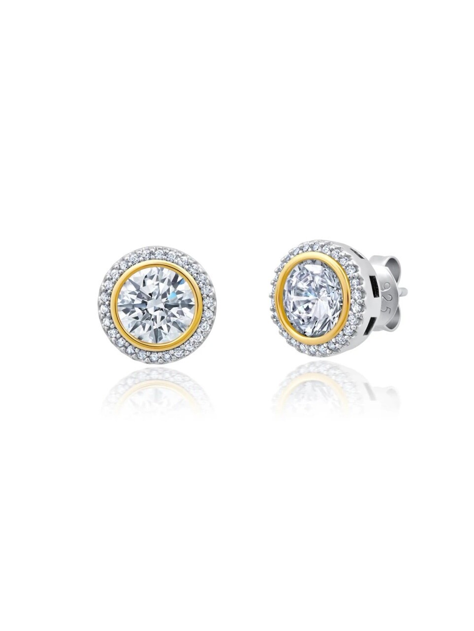Authentic Crislu Two-Tone Halo Stud Earrings