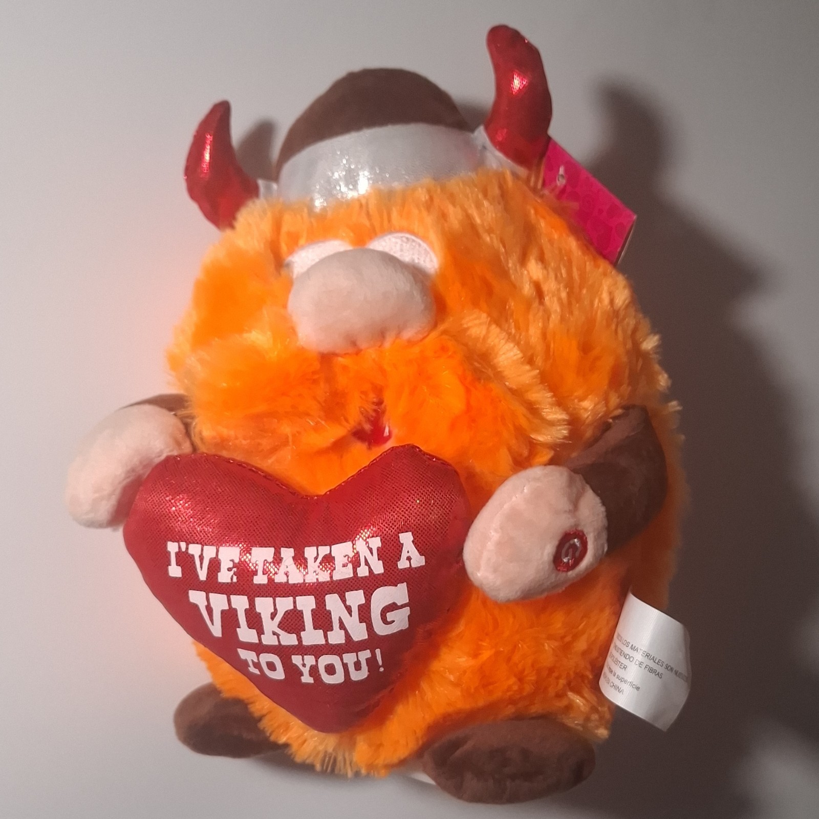Viking Monster Plush Stuffed Toy Orange Heart \