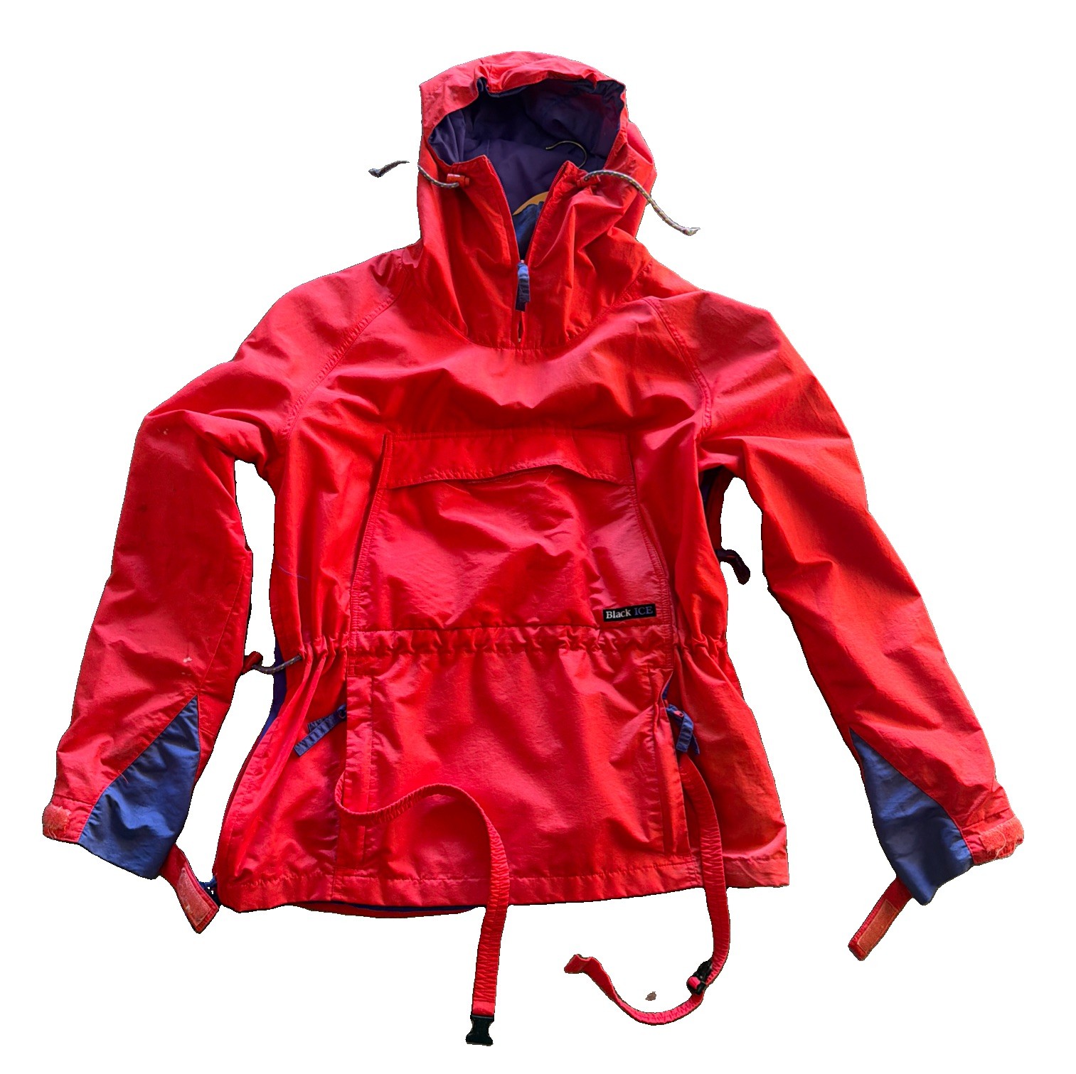 Men\'s M Vtg 1970\'s Black Ice Red Pullover Ski Jacket Packable Hooded Shell Parka Men\'s M Vtg 1970\'s Black Ice Red Pullover Ski Jacket Packable Hooded Shell Parka