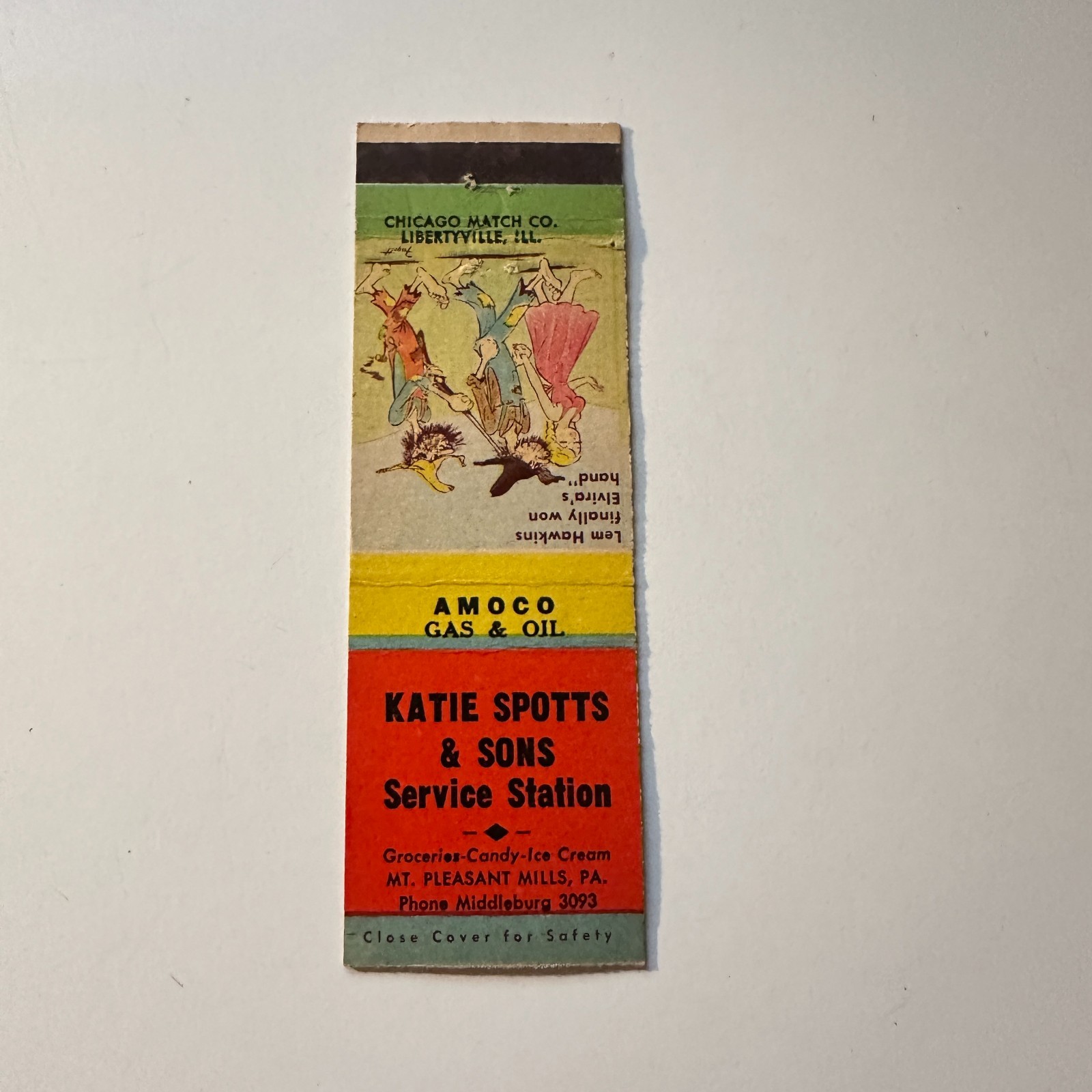 Katie Spotts & Sons Stn Mt Pleasant Mills PA Vintage Matchbook Cover 5MB126-4-3 Katie Spotts & Sons Stn Mt Pleasant Mills PA Vintage Matchbook Cover 5MB126-4-3
