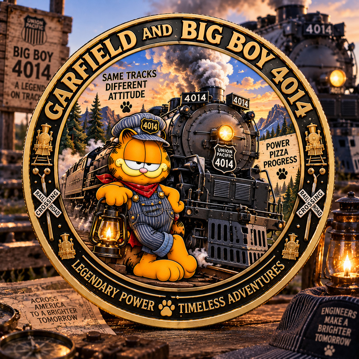 New Garfield and Big Boy 4014 Gift For Fan Commemorative Coin GN99