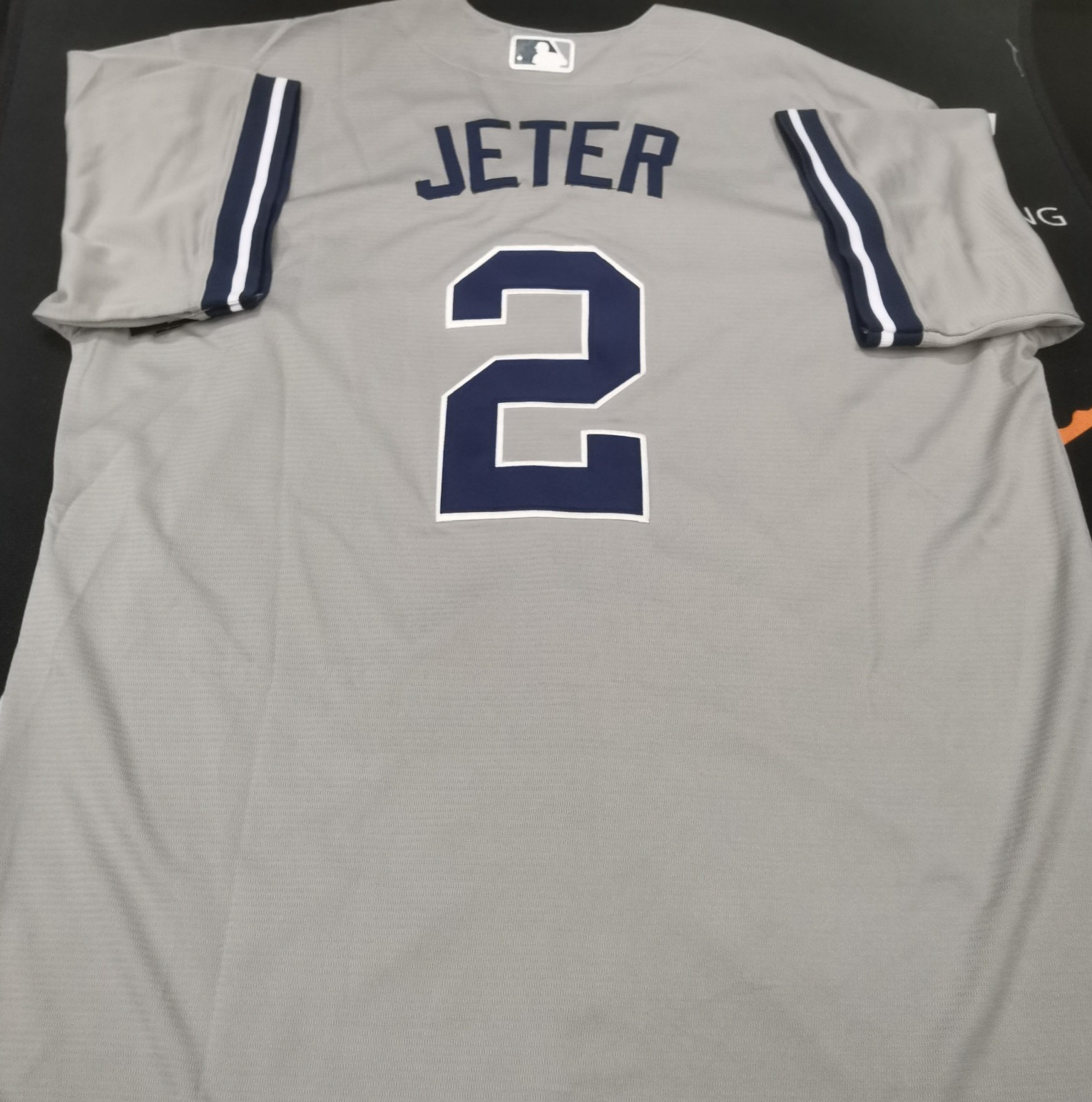 Derek Jeter #2 NYY Gray Cool Base Sewn Stitched Jersey.