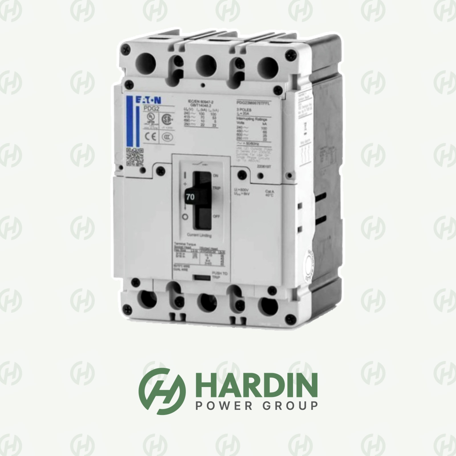 Eaton PDG23M0070TFFL 70A 480V 3P 65kAIC Circuit Breaker Used Tested