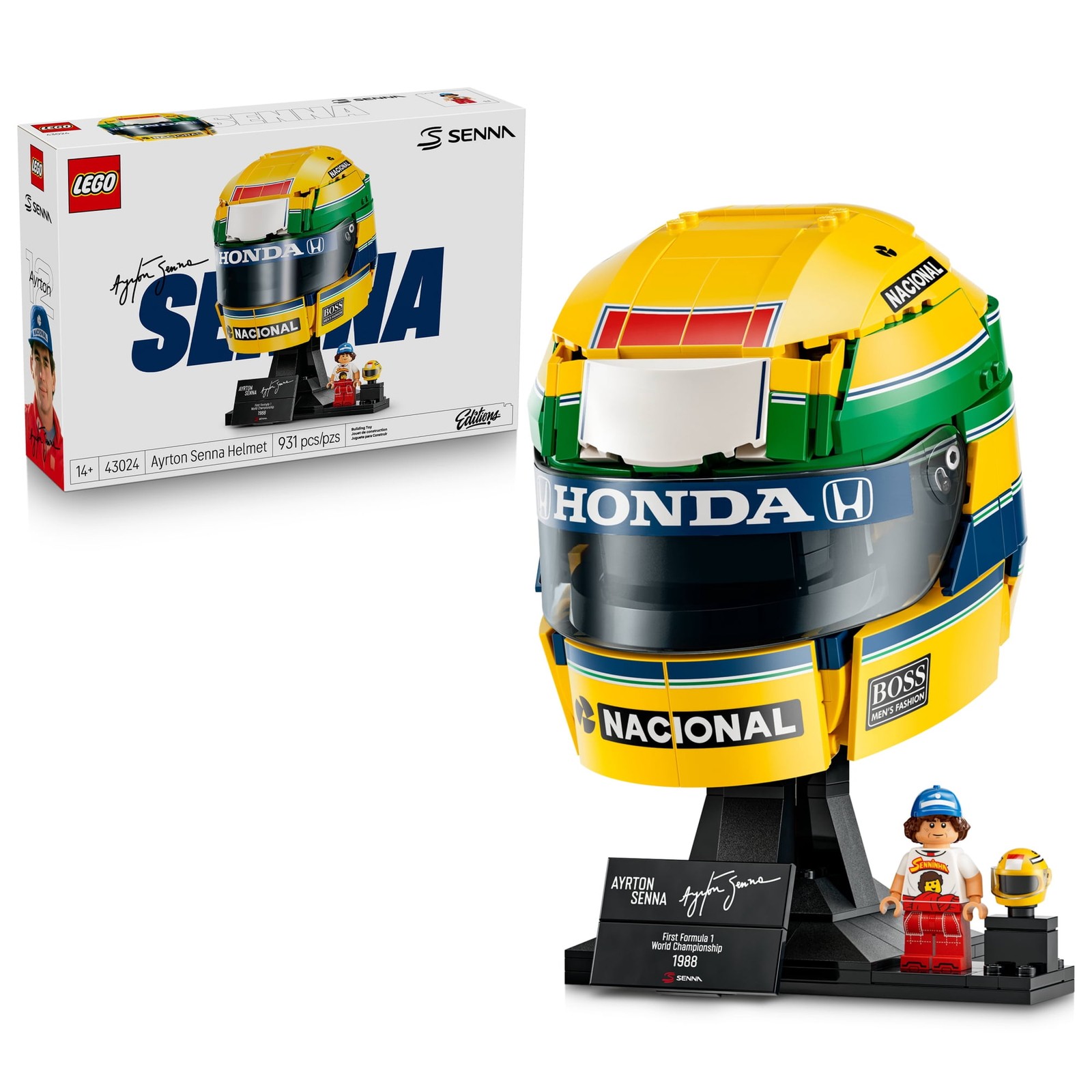 LEGO Editions Ayrton Senna Helmet, 14+ ,Signature Plaque & Driver, 43024 WLM