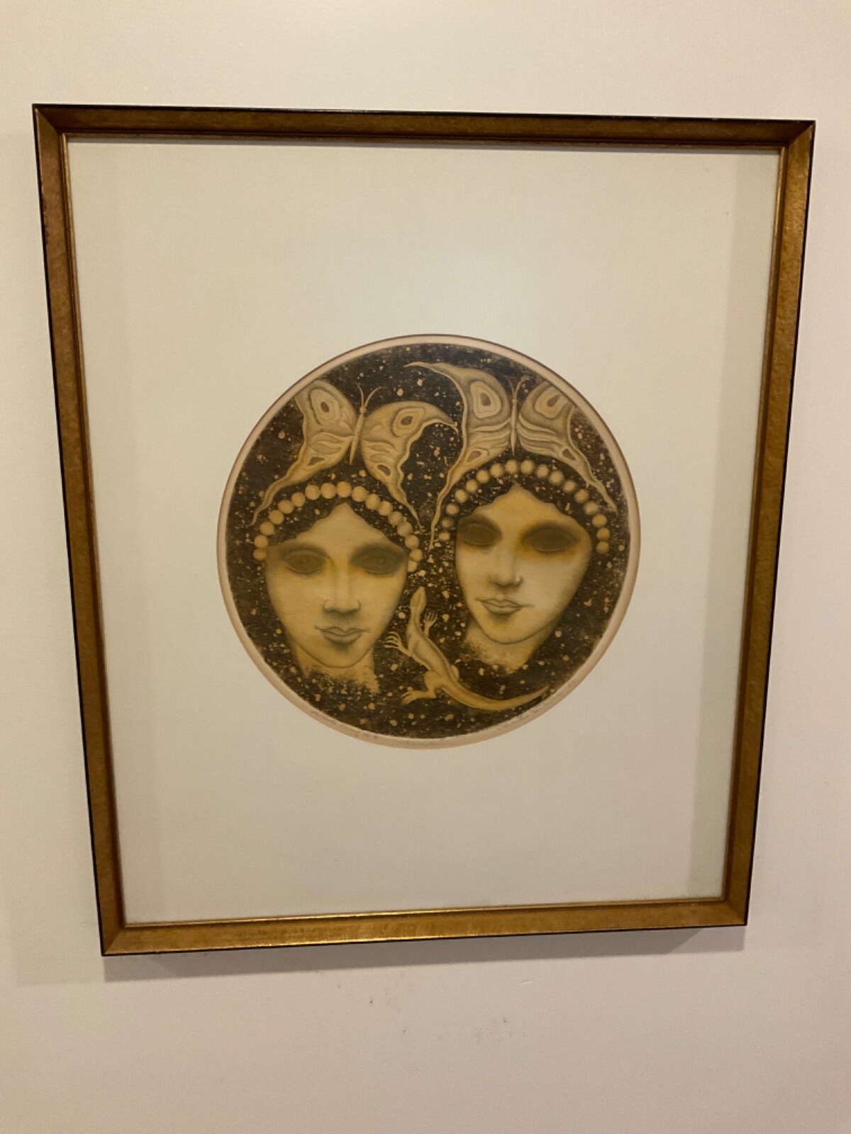Charles M Ware Artist Proof original Print Witch 1970s mystical mysticism framed