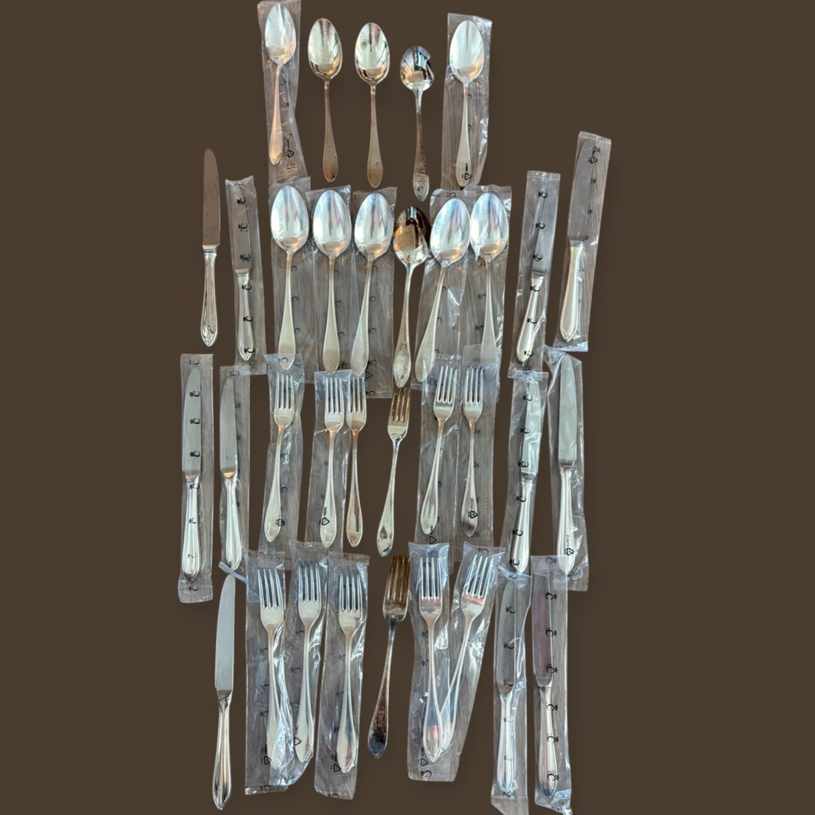Christofle Chinon Silver-Plated Flatware 34 Pc Cutlery Set France NWOT Rare 1862