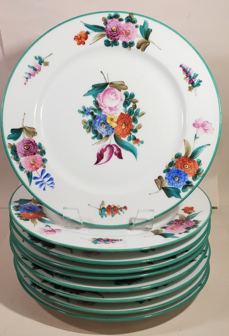 9 Hand Painted T&V Limoges France Plates c. 1905 \