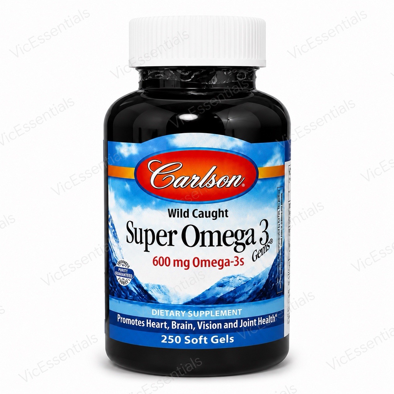 Carlson Super Omega-3 Gems 600mg Omega-3 Wild Caught Fish Oil 250 Soft Gels