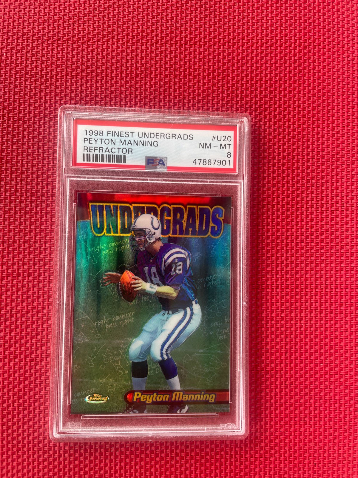 1998 Peyton Manning Topps Finest Undergrads Refractor ROOKIE PSA 8 1998 Peyton Manning Topps Finest Undergrads Refractor ROOKIE PSA 8