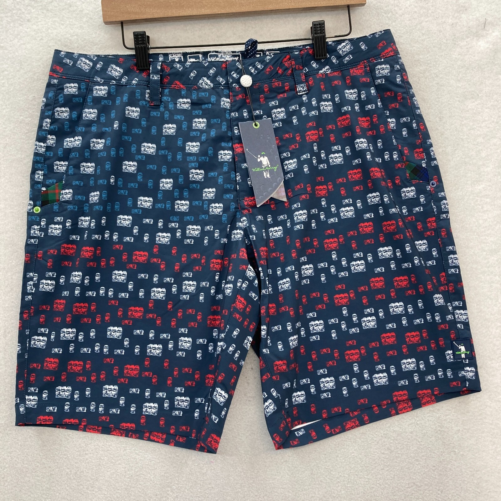 William Murray Shorts Mens 34 Blue Amphibious Swim Golf Cheers Beers Fun Hybrid
