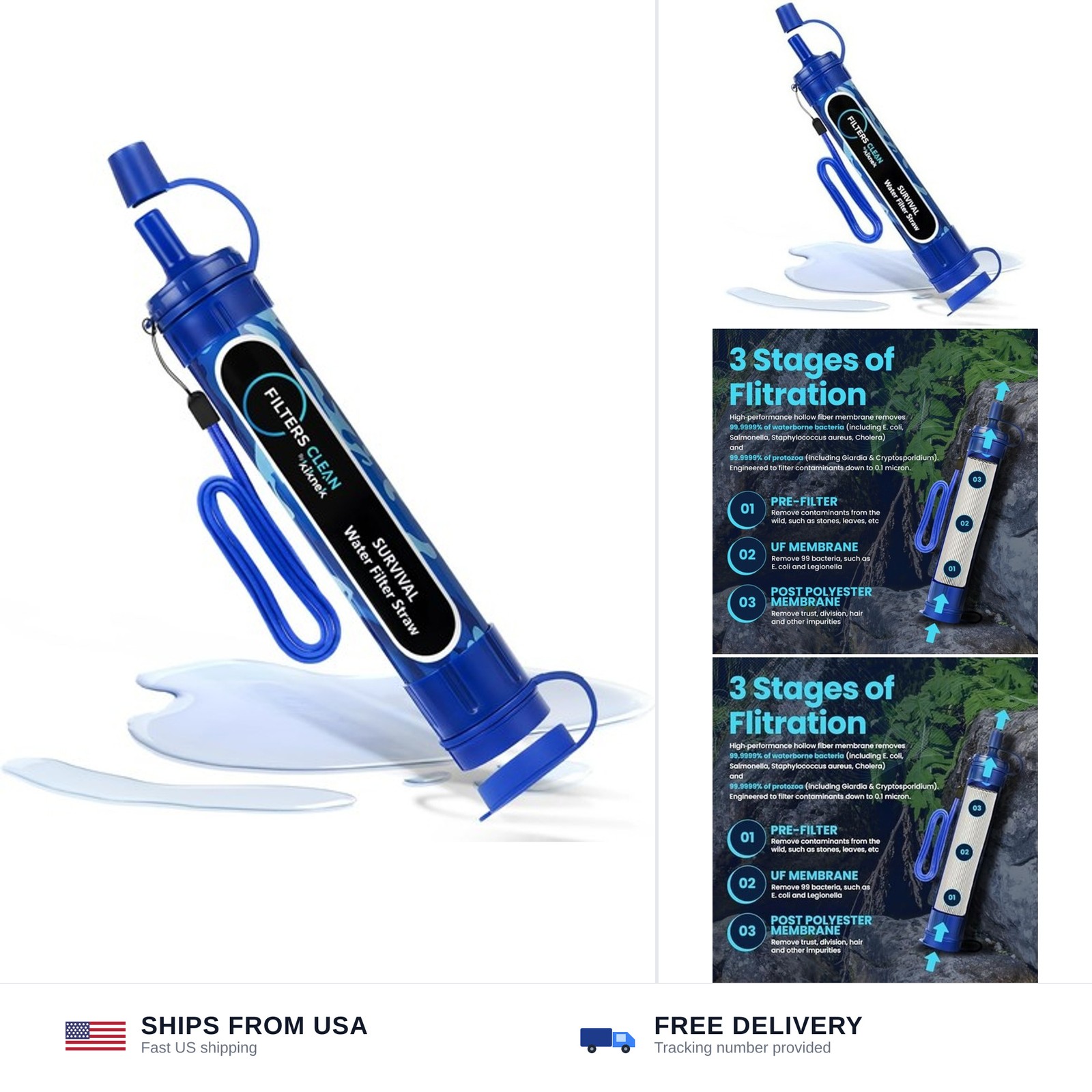 Filters-Clean Survival Water Filter Straw – 0.1 Micron Portable Personal Wate... Filters-Clean Survival Water Filter Straw – 0.1 Micron Portable Personal Wate...