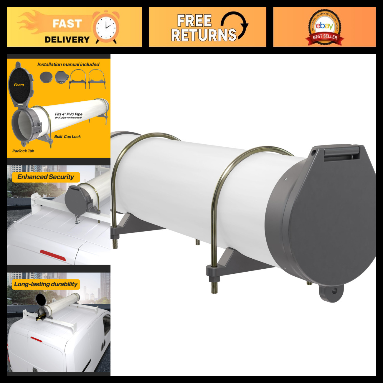 4-Inch PVC Pipe Conduit Carrier Kit - Durable, Versatile, Spring-Loaded Latch, M