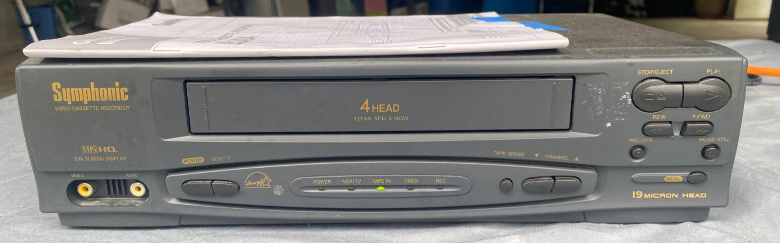Symphonic SL240A 4-Head VHS VCR w/ Owner\'s Manual Parts Repair Won\'t Eject