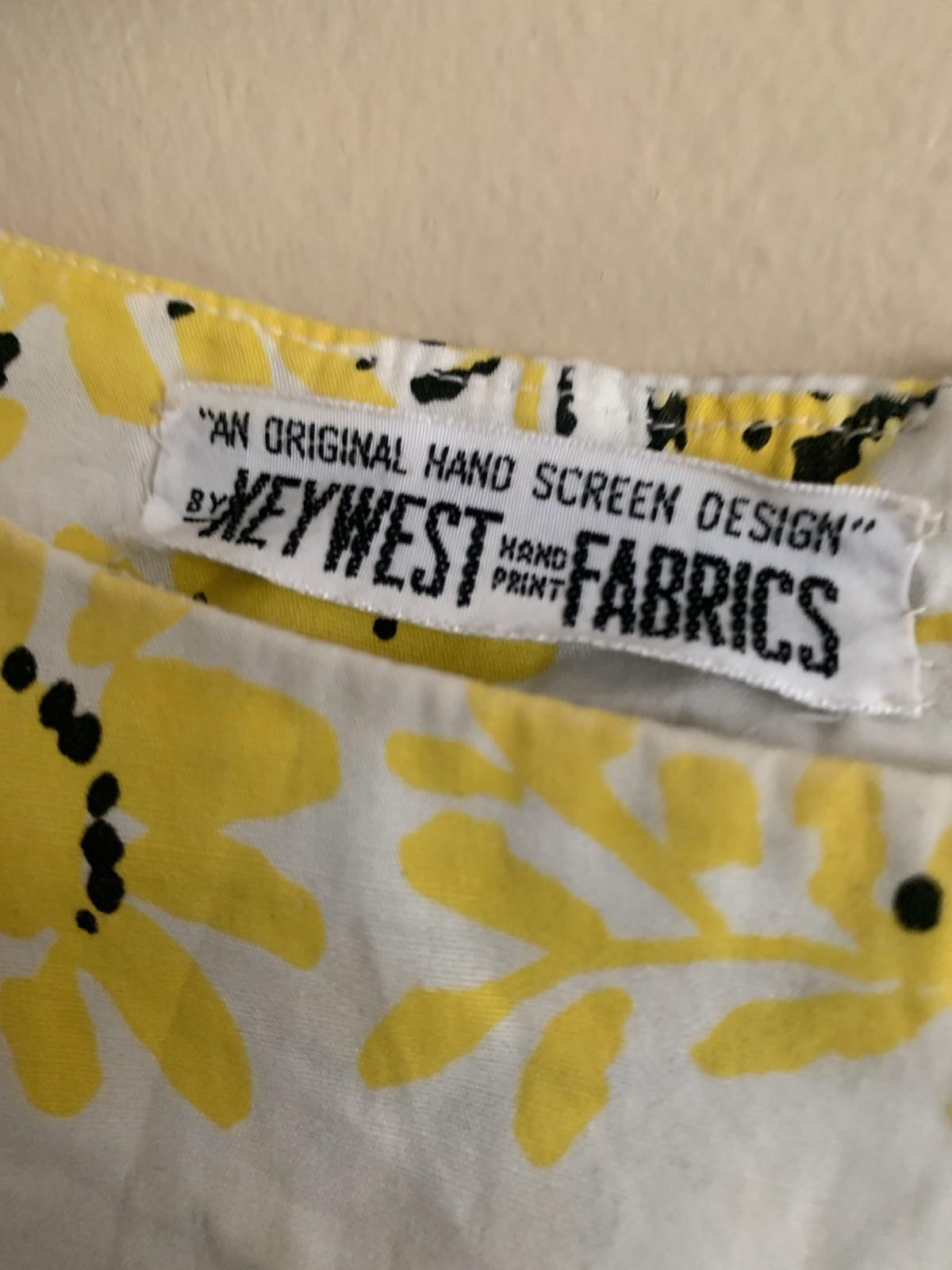 Vtg Suzie Zuzek Key West Hand Print Fabrics Butter Flowers Dress READ