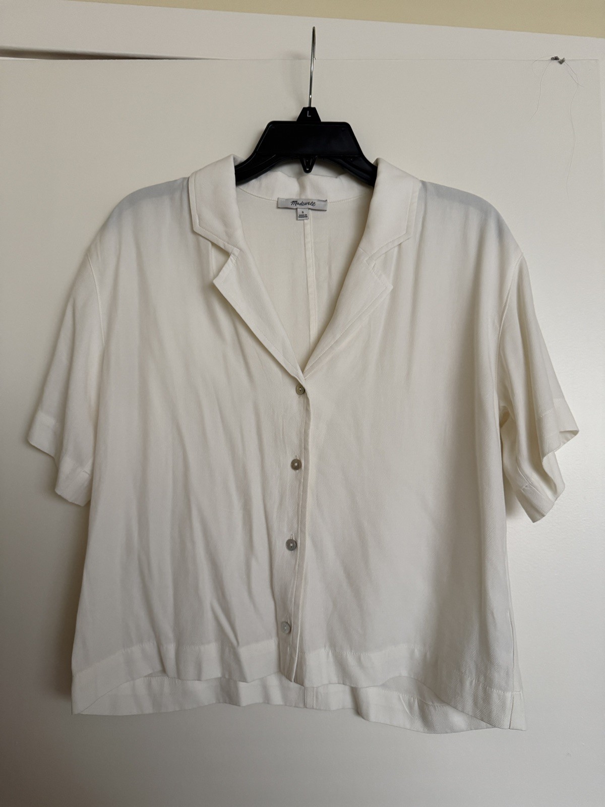 NWOT Madewell Button Front Shirt Lusterweave Size S ivory cream white boxy