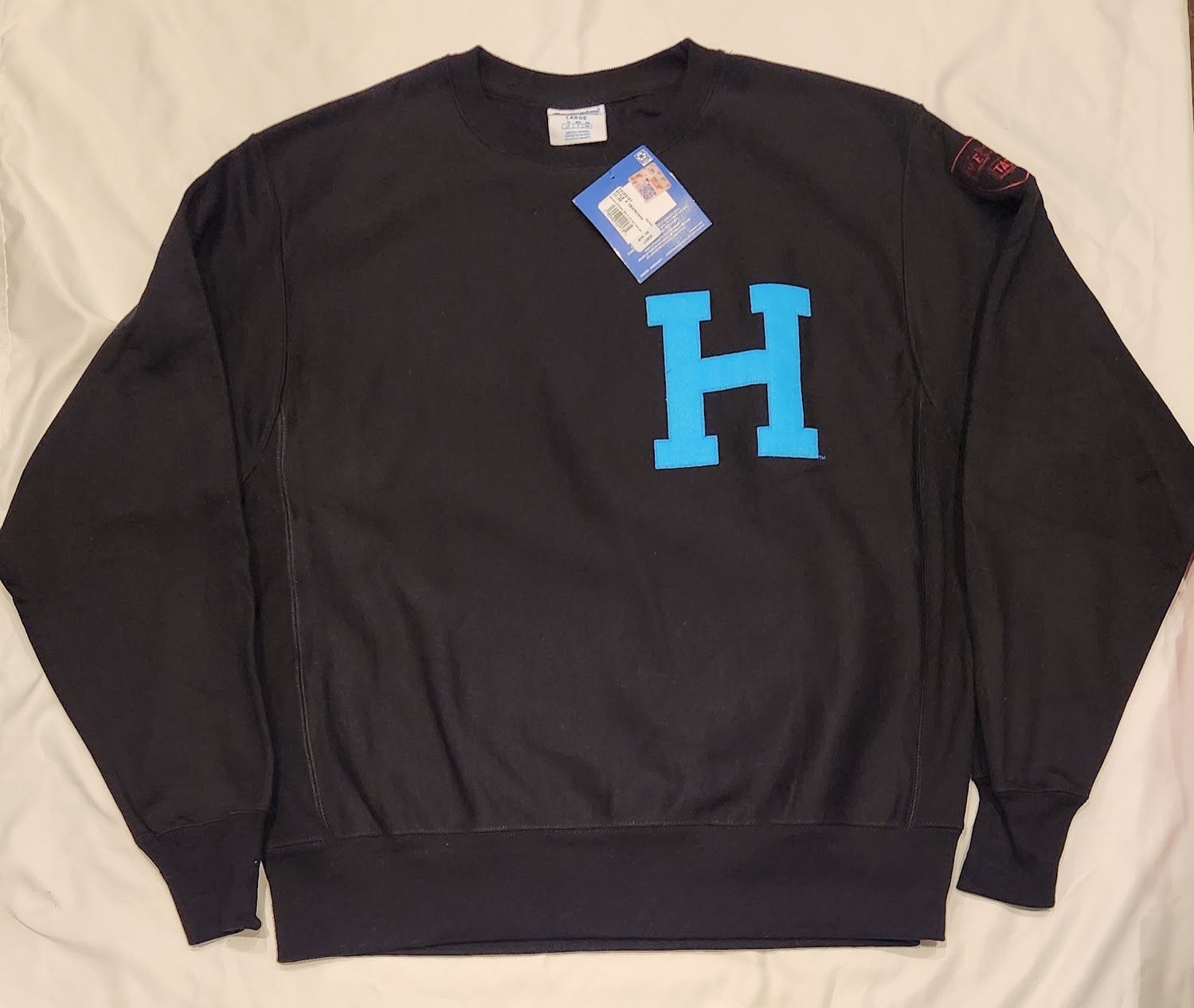 Champion Harvard Crimson Reverse Weave Black Sweatshirt Large Alternate Blue