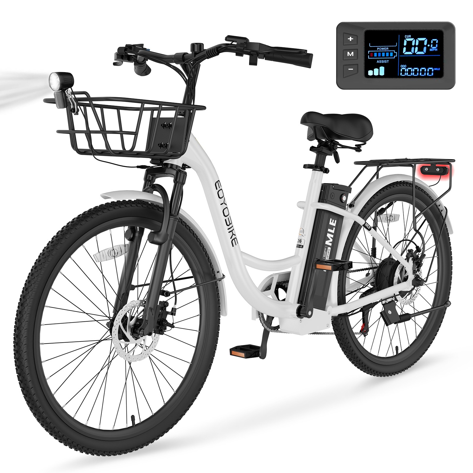 EOYOBIKE 350W 24in/26in Step-Through Electric Bike Removable Battery,City E-Bike