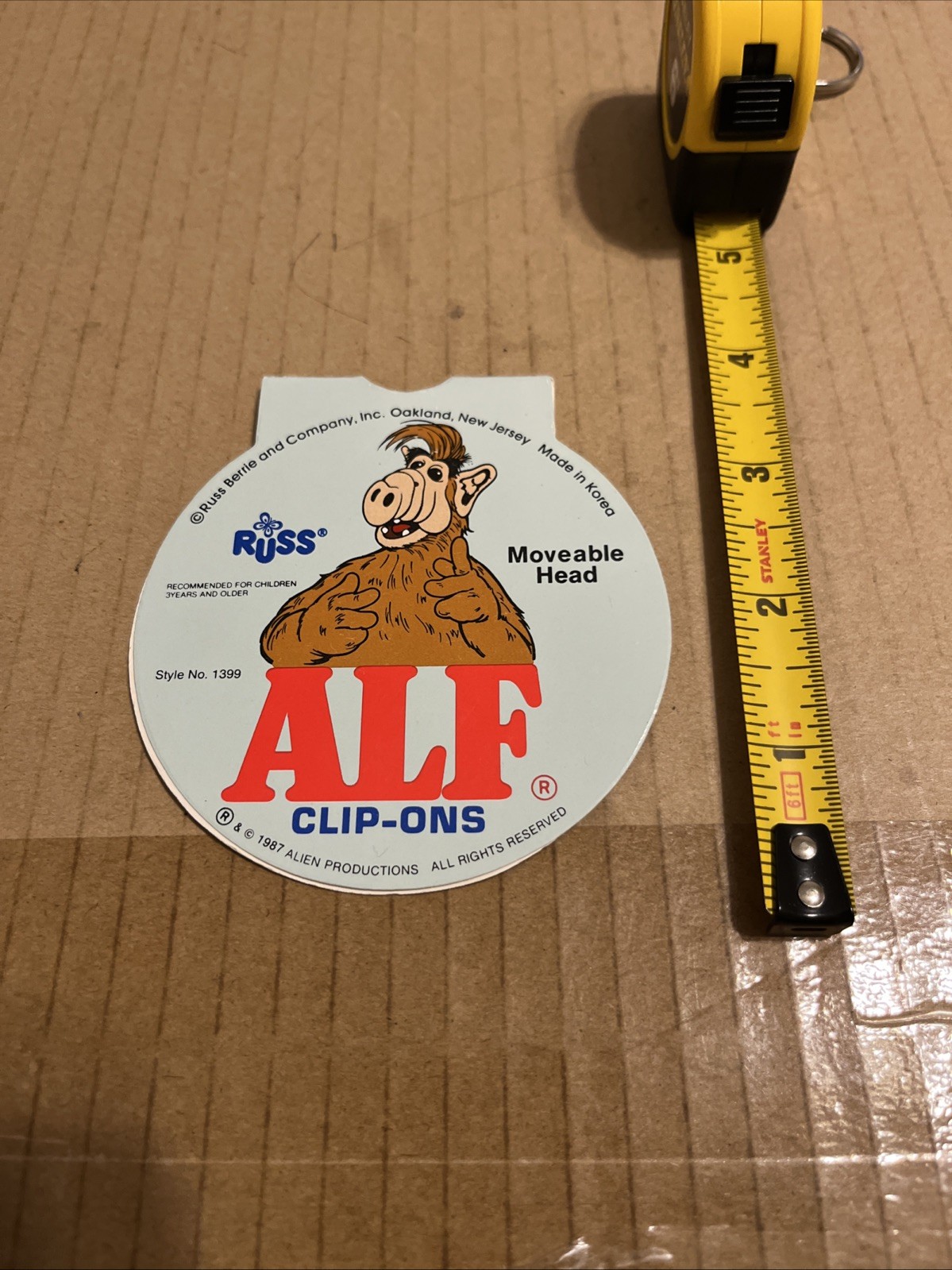 ALF Clip-Ons Moveable Head RUSS 1987 Vintage Display Piece RARE