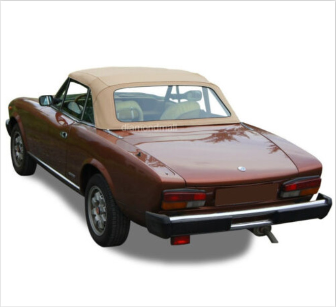 Fits Fiat 124 2000, Spider CS2 1979-1982 Convertible Soft Top Tan Pinpoint Vinyl