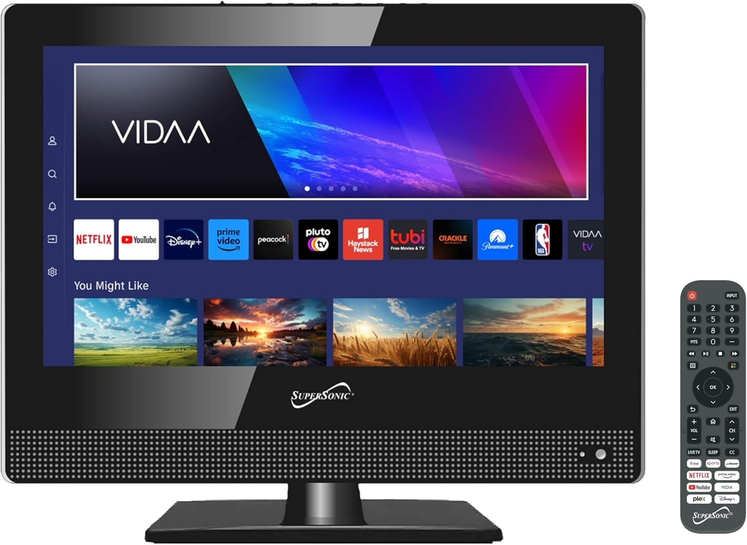 Supersonic SC-1520VTV 15.6 inch Smart AC/DC LED TV 1080p, WiFi, Built-in c