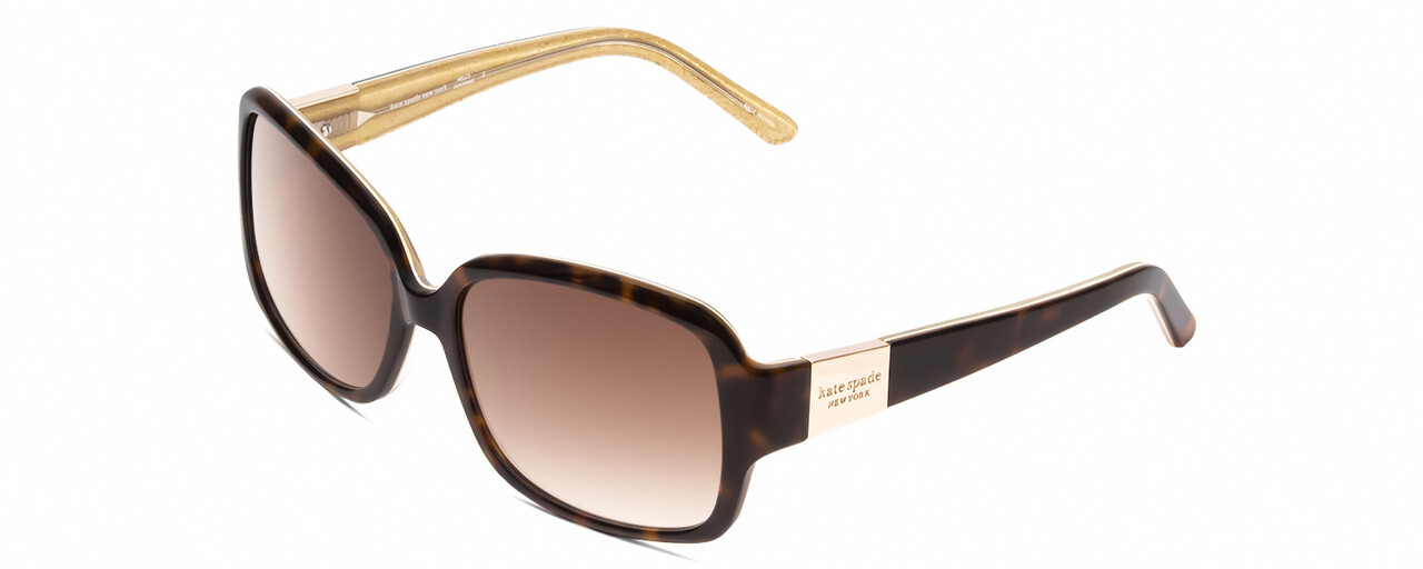 KATE SPADE LULU Women\'s Sunglasses Tortoise Havana/Off-White/Gold Sparkles 55 mm