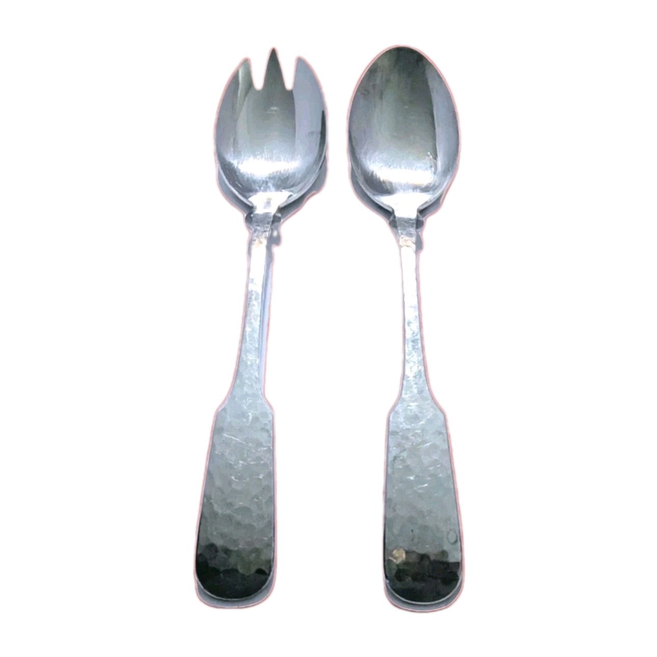 Vtg Towle Hammersmith Serving Spoon Fork Salad Set x2 Germany Hammered German A+