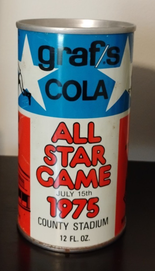 Vintage 1975 Graf's Cola County Stadium MLB All-Star Game Can Vintage 1975 Graf's Cola County Stadium MLB All-Star Game Can