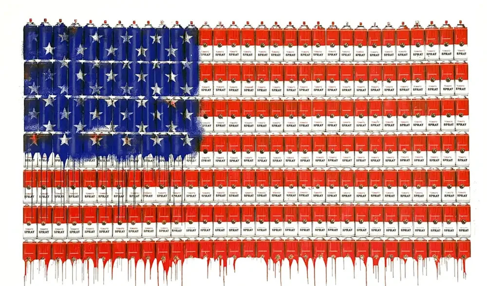 mr brainwash - Ameri-can dream. 2019. signed print 27 3/5 × 46 9/10 in | 70 × 11