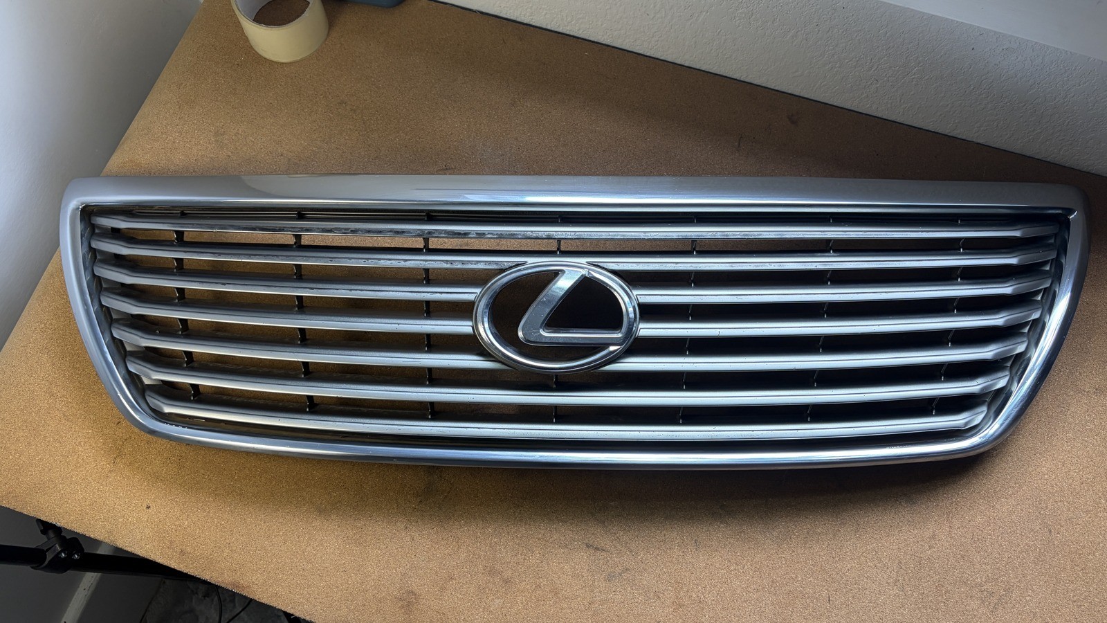 04-06 Lexus LS430 Front Upper Bumper Grille Grill Chrome w/ Emblem OEM Good Cond