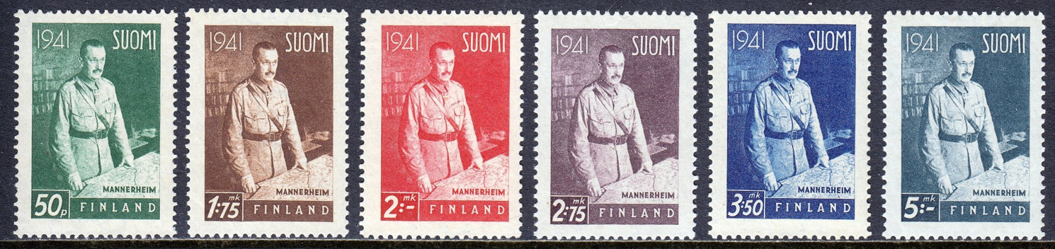 [OOS] Finland #Mi0248-Mi253MNH1941CarlGustafEmilMannerheimFieldMarshall[227-232]
