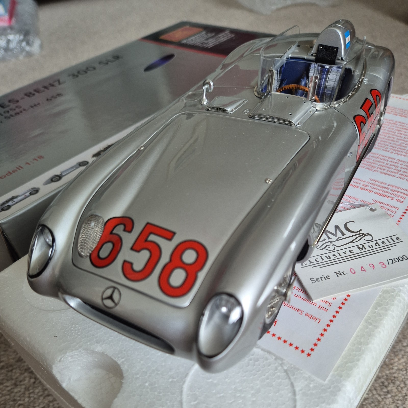 CMC 1:18_M-117_Mercedes Benz 300 SLR W196_ FANGIO #658_Mille Miglia 1955_ MINT