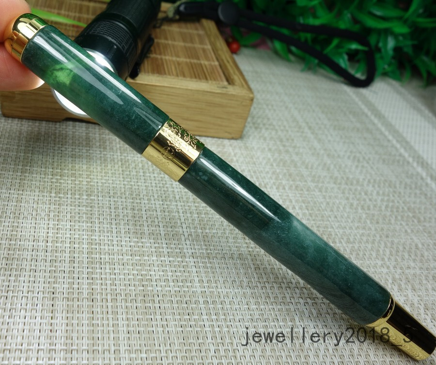 Certified Icy green 100% Natural A jadeite jade pen 钢笔/圆珠笔 两用款