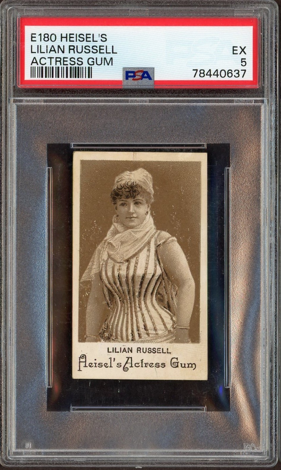 E180 Heisel\'s Gum Actresses Lillian Russell (PSA 5 EX) Blank Back, Pop 1 E180 Heisel\'s Gum Actresses Lillian Russell (PSA 5 EX) Blank Back, Pop 1