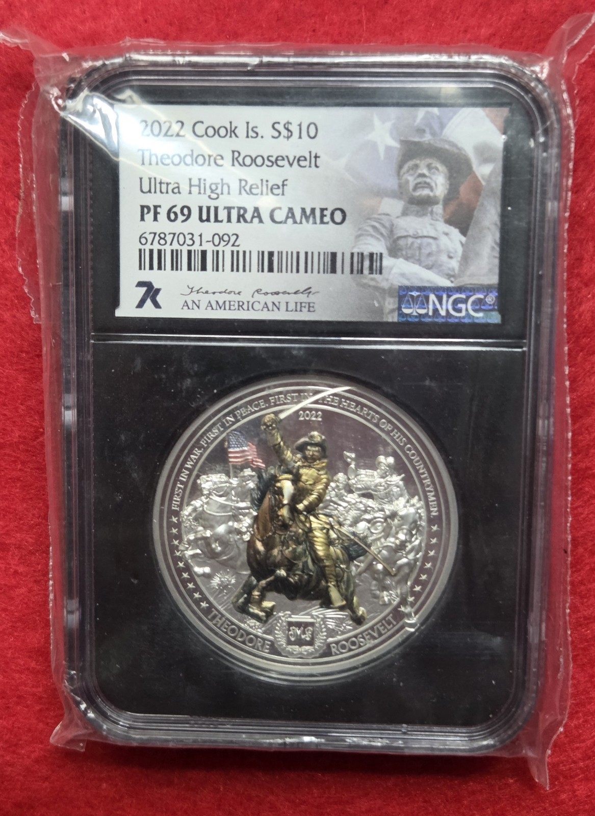 2022 Theodore Roosevelt $10 Cook Island. 2oz Silver, NGC PF70 Ultra Cameo 2022 Theodore Roosevelt $10 Cook Island. 2oz Silver, NGC PF70 Ultra Cameo