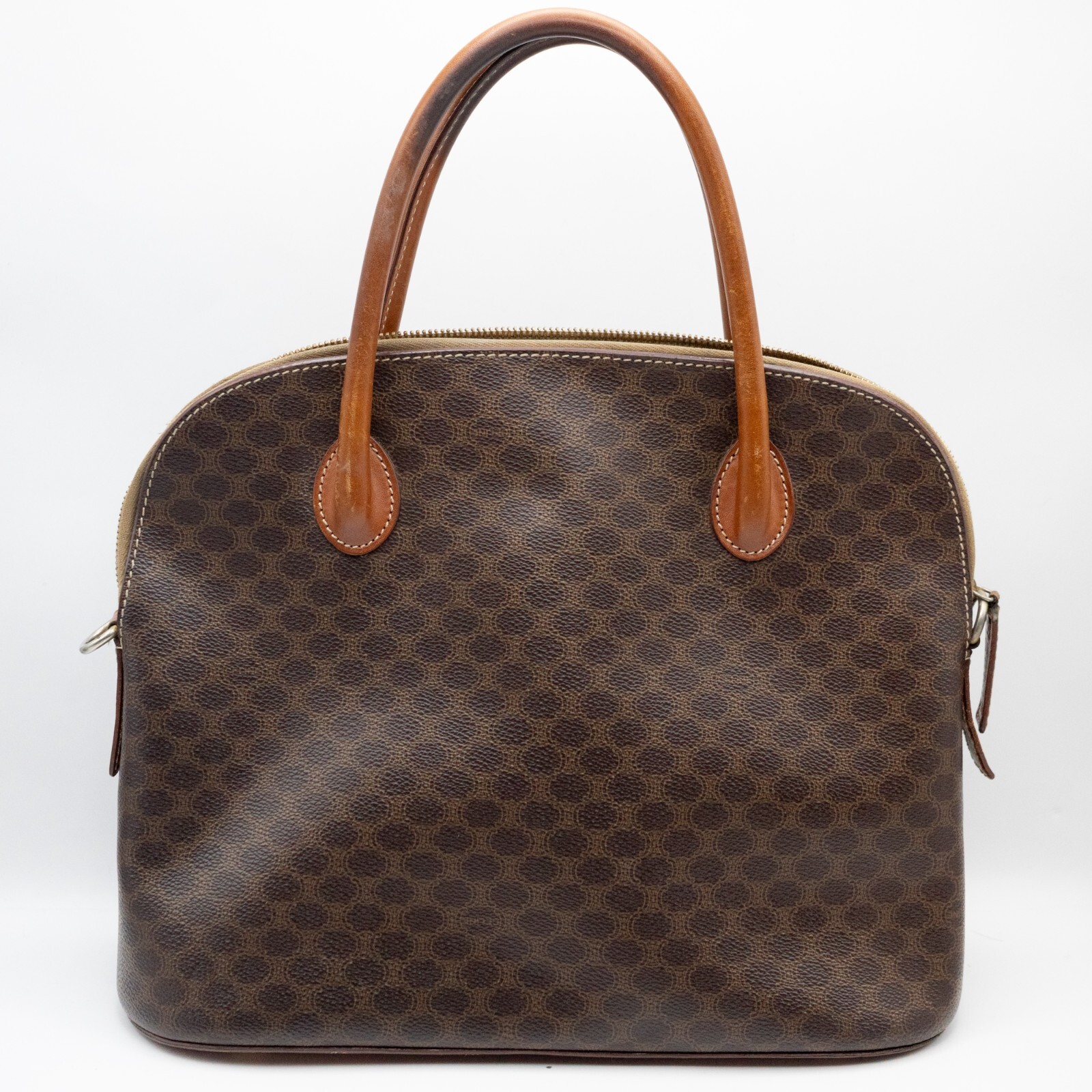 CELINE Hand Bag PVC Leather Macadam Brown Auth from JAPAN