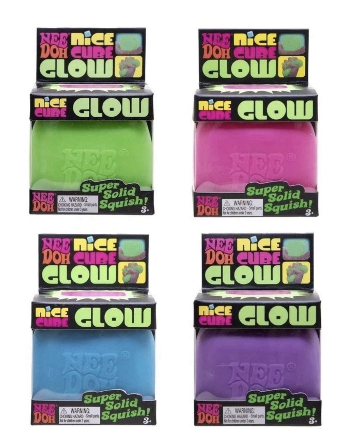 Nee Doh Nice Cube Glow in The Dark Cube Stress Reliever AUTHENTIC Schilling