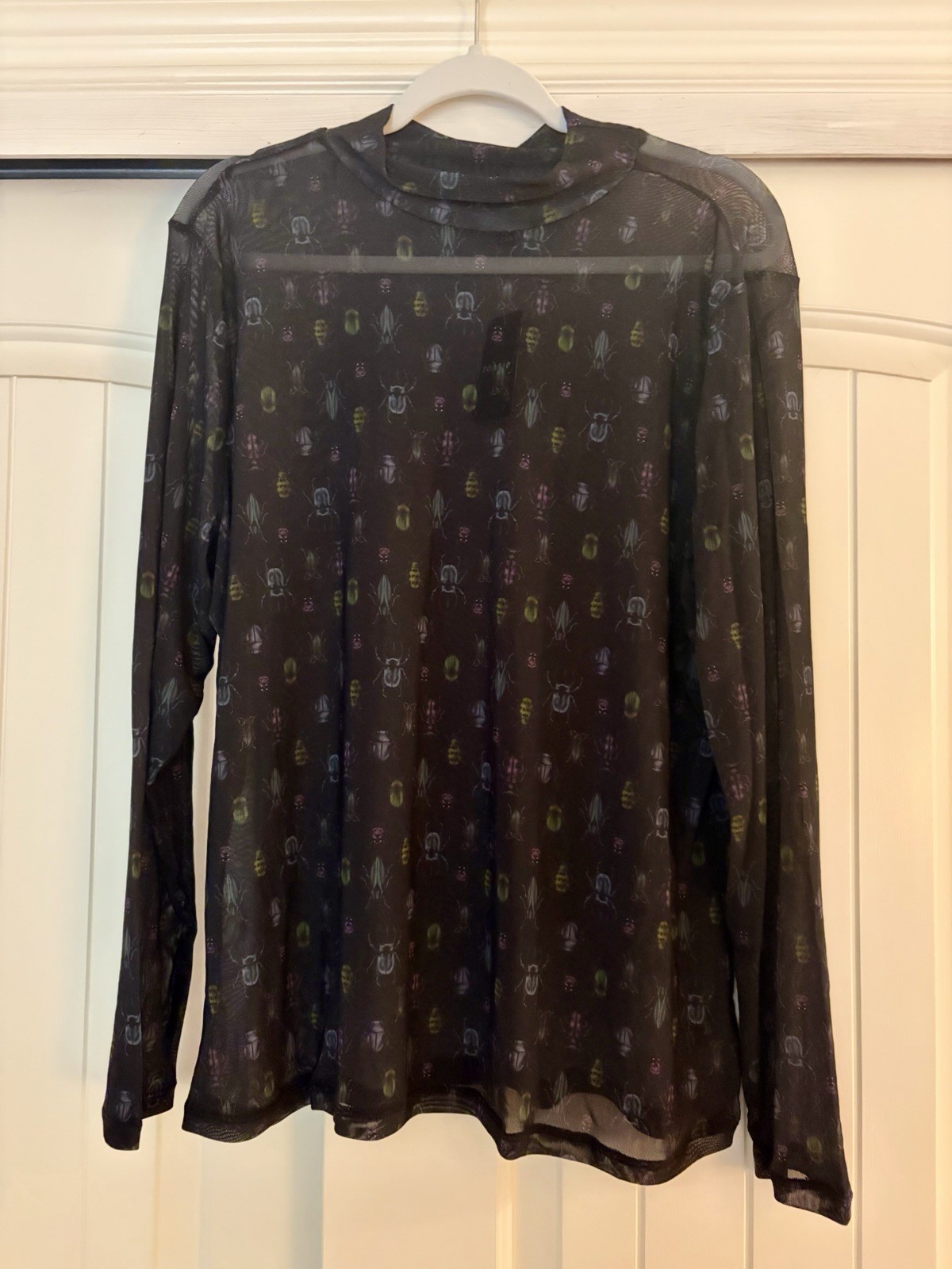Torrid Nightfall Mesh Long Sleeve Tee Bugs Beetles Sheer Vamp Gothic Halloween