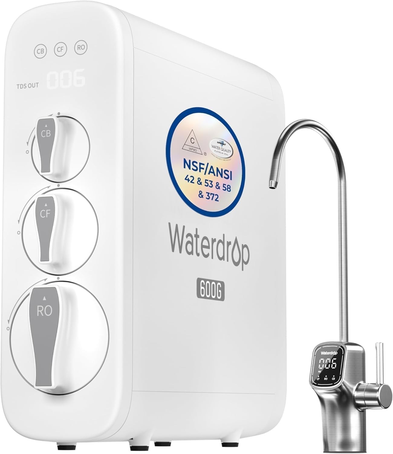 Waterdrop G3P600 Reverse Osmosis System, 600 GPD Tankless RO Water Filter