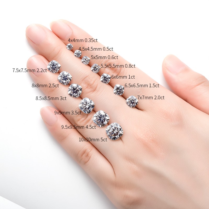 US 0.1-10ct Cushion Cut D Color Moissanite Loose VVS1 GRA Certificate Wholesale