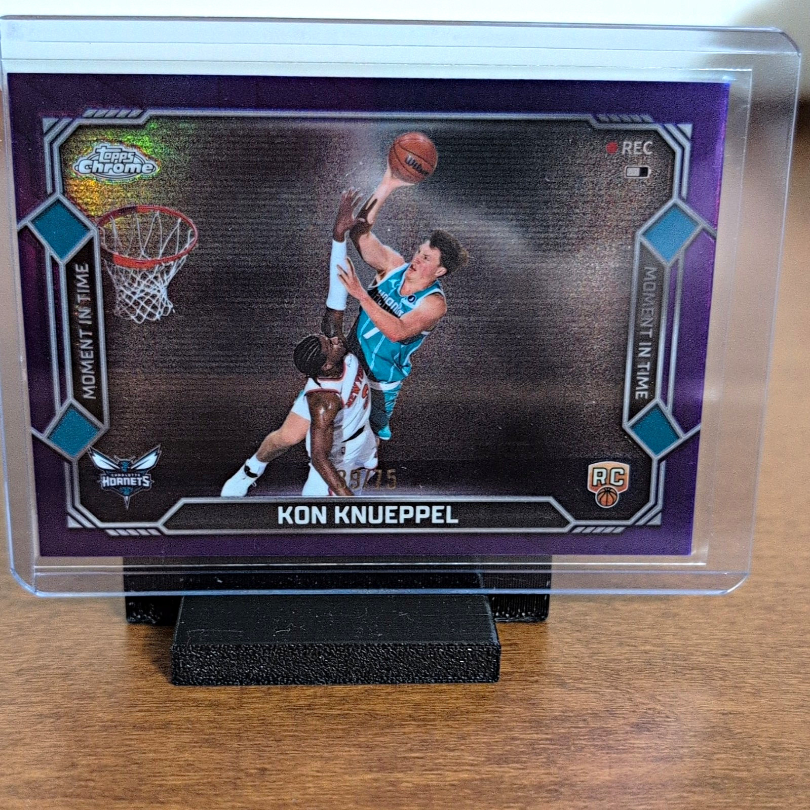 2025-26 Topps Chrome Update Moment in Time Purple Kon Knueppel RC MT-19 39/75