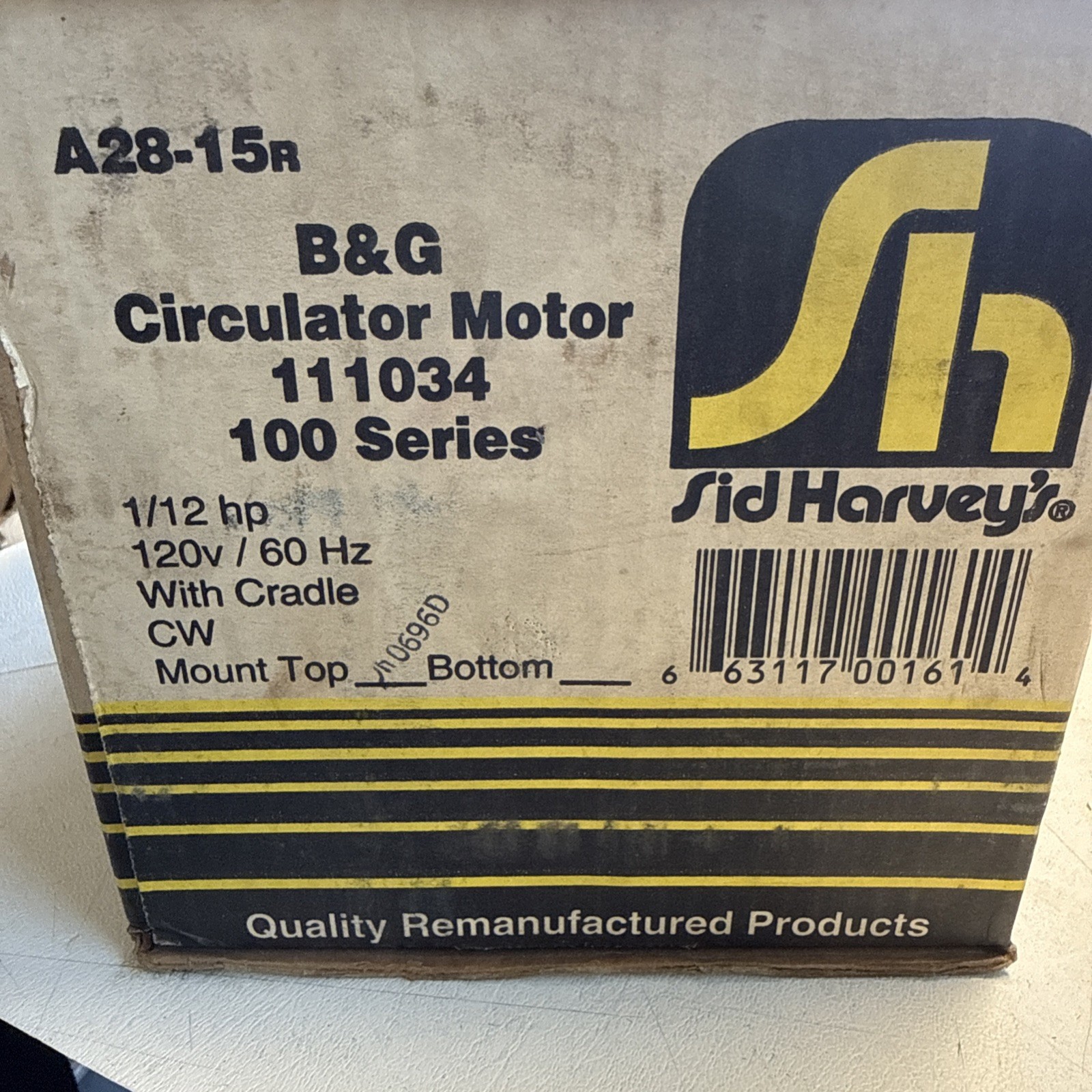 Sid Harvey B & G Circulator Motor 111034 A28-15R