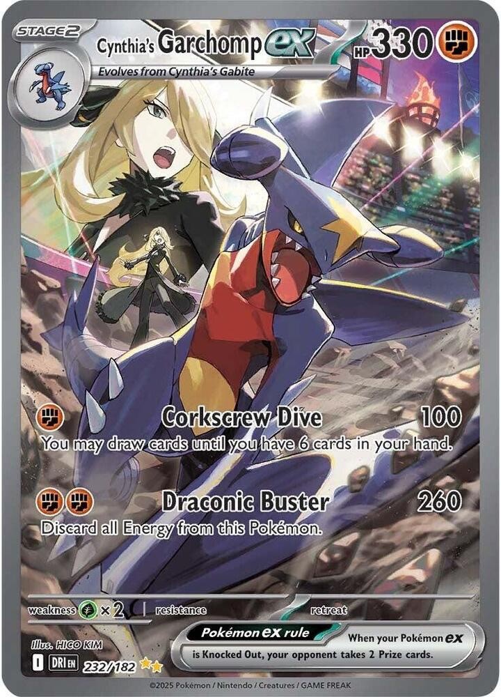 2025 Pokemon Destined Rivals Cynthia's Garchomp ex NM #232/182 2025 Pokemon Destined Rivals Cynthia's Garchomp ex NM #232/182