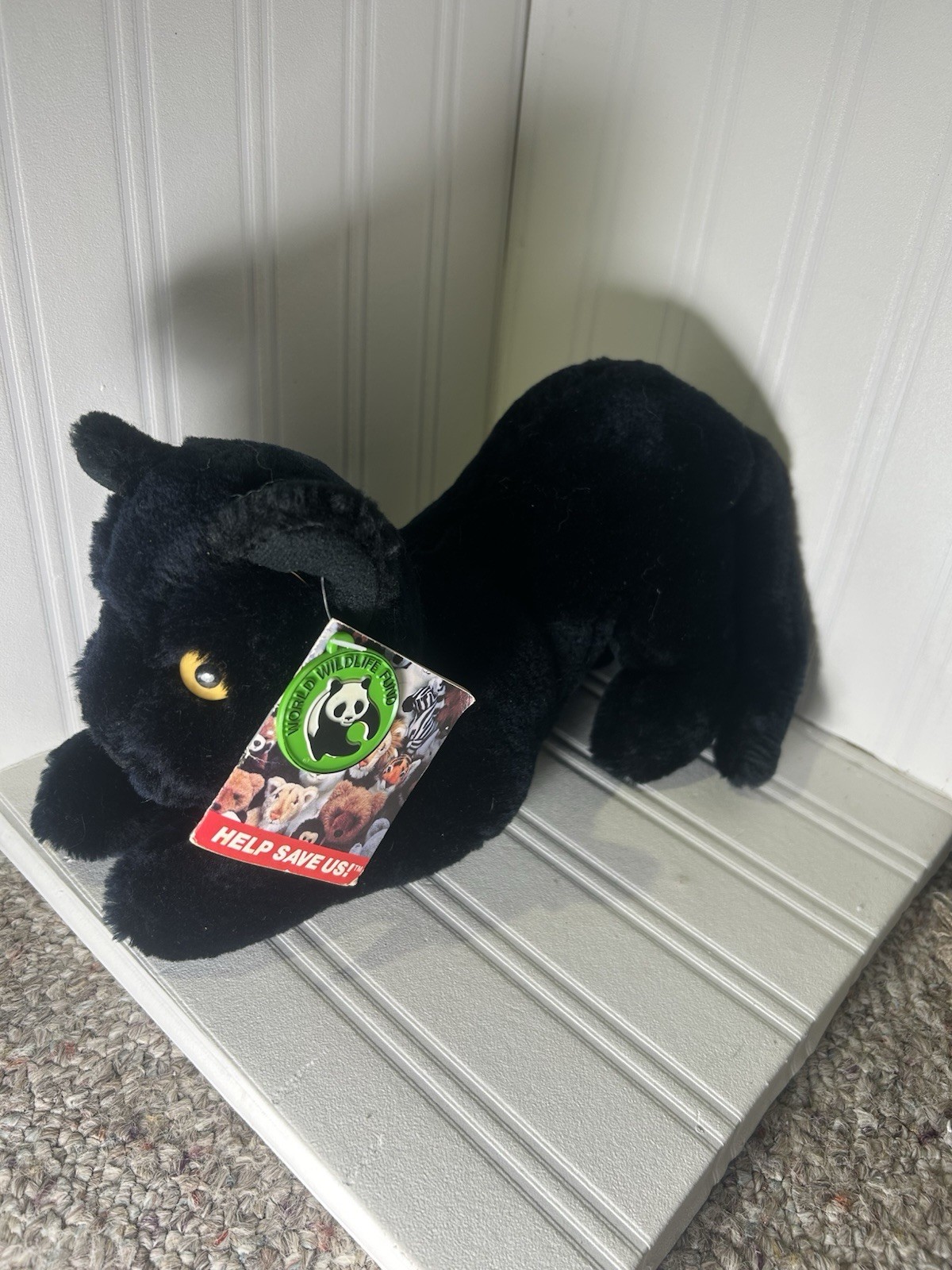 Vtg 1987 WWF World Wildlife Fund Black Panther Plush Stuffed Animal Tag Tatiana